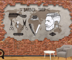 Barber Shop 3d Duvar Poster