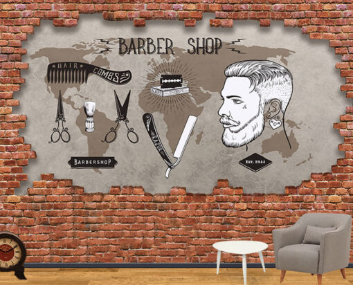 Barber Shop 3d Duvar Poster