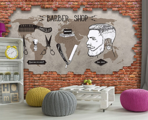 Barber Shop 3d Duvar Poster