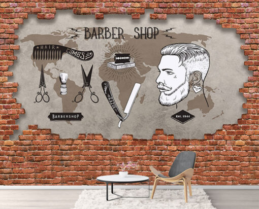 Barber Shop 3d Duvar Poster