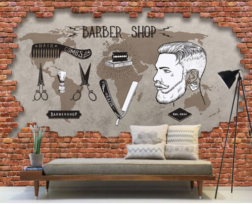 Barber Shop 3d Duvar Poster